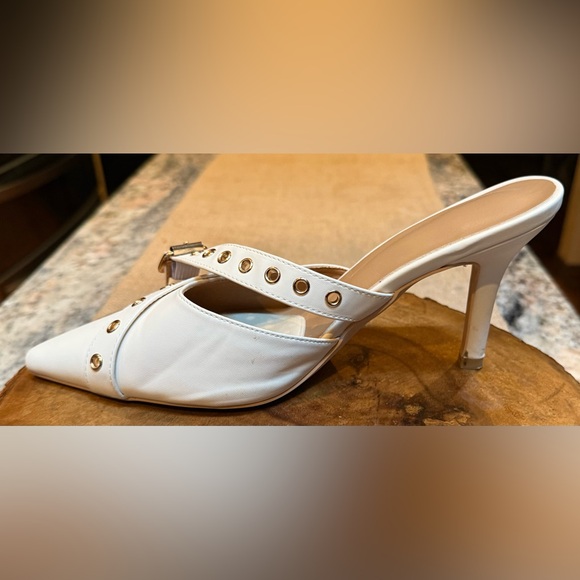 Elegant White Gold Hardware  Women's Heeled Mules. Size 8. EUC! - Picture 8 of 10